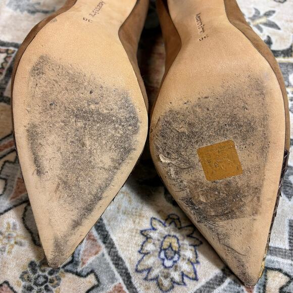 Alexandre Birman Snake Skin Suede Pointed Toe Heels Italian Pumps Women's Size 7 - Picture 14 of 16